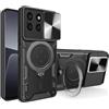 Jiajihua Compatibile con Honor X8a Custodia,Compatibile con Honor X8a 4G CRT-LX1 CRT-LX2 CRT-LX3 Supporto per auto Supporto per auto Lente scorrevole 2 in 1 Black