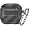 SEIAIYG Cover per AirPods 4 2024, Custodia Protettiva Antiurto in TPU con Moschettone, Antimpronta, Nero