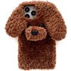 SGVAHY Custodia pelosa per iPhone 13 con grazioso orsacchiotto marrone pelliccia soffice e calda peluche pelosa con glitter custodia protettiva per donne e ragazze