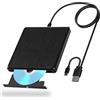 wintale Unità esterna CD/DVD USB, USB 3.0 e tipo C, unità CD/DVD esterna per laptop, unità esterna CD ROM per PC con cavo dati esteso, lettore CD portatile per laptop, Windows, Linux, Mac OS