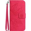 VQWQ Cover per Oppo Reno 2Z, Custodia a Portafoglio in Pelle PU Girasole Slot per Schede Libro Supporto con Cordino Chiusura Magnetica Flip Cavalletto Wallet Case per Maschio Donna -[TYH]-Hotred