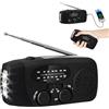 EagerMinds Radio a manovella con torcia solare e LED, torcia a 3 LED, AM/FM/Meteo, ricarica USB, portatile, per campeggio, escursionismo e assistenza di emergenza (nero)