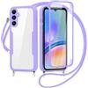 FERLAN Cover per Samsung Galaxy A34 5G con Cordino, 360 Gradi Antiurto Custodia con Protezione Schermo Integrata Trasparente Rugged TPU Bumper Doppia Protettiva Cover per Samsung Galaxy A34 5G -Viola