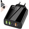 Generico Caricabatterie Da Muro Per Cellulare - Caricabatterie USB A Ricarica Rapida Da 16 W Con 5 Porte | Caricatore Da Parete Leggero Stazione Di Ricarica Da Tavolo Regalo Per La Famiglia, Gli Amici