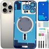 LNONLS 16 Pro Max - Vetro posteriore di ricambio per iPhone 16 Pro Max, con logo, impermeabile, obiettivo della fotocamera, kit di riparazione professionale (titanio naturale)