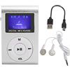ciciglow Lettore MP3, Mini Lettore Musicale MP3 Portatile Schermo LCD con Clip Posteriore per lo Sport Supporto per MP3 Scheda di Memoria da 32 GB con Auricolare e Cavo USB(Argento)