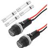 QUARKZMAN 2 Pcs Portafusibili A Pannello, 10/15A AC 125/250V 6 x 30mm Portafusibili Con Terminali A Forchetta E Cappuccio A Vite Con Fili Presaldati E Fusibili A Tubo Di Vetro 8A