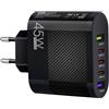 Générique Stazione di Ricarica USB -Porte, Caricatore -USB | A 5 Porte -B 45W, Adattatore Presa A Parete U S B-A Tipo C, Parete Rapida,