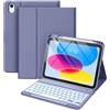 Bueuwe Custodia con Tastiera per iPad A16, 11ª Generazione 2025 / 10ª Generazione 2022 (11/10,9 Pollici), Tastiera Bluetooth Wireless Staccabile, retroilluminazione a 7 Colori,Lavender Purple Gray