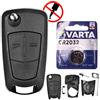 mt key Guscio di ricambio per chiave auto con telecomando a 2 tasti e batteria compatibile con Opel Corsa D Tigra B Astra H Zafira B Antara