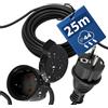 HOROZ ELECTRIC Prolunga Elettrica da Esterno 25m IP44 3×1,5mm² 2000W Nero - Cavo di Estensione con Spina Uni-Schuko e Presa Schuko Tipo F - Prolunga da Giardino per Tosaerba e Cantiere - Horoz Electric
