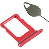 OnlyTech - Vassoio/Supporto Doppia Scheda SIM di Ricambio per iPhone 12 Rosso Dual - con Guarnizione installata + Strumento di Estrazione
