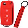 mt key Soft Case Cover protettiva Chiave per auto + cordino in Honeycomb Design rosso per VW SEAT SKODA Golf 6 Octavia UP Leon