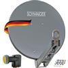 SCHWAIGER Set completo di ciotola satellitare - Ø 80 cm in alluminio offset antenna in antracite - con Quad LNB a 4 scomparti & LNB doppio braccio - Digital HD & 4K ricezione - Gestione cavi integrata