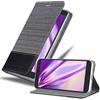 Cadorabo Custodia Libro per Alcatel 1 2019 in GRIGIO NERO - con Vani di Carte, Funzione Stand e Chiusura Magnetica - Portafoglio Cover Case Wallet Book Etui Protezione