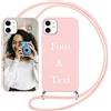 Yoedge Cover con Cordino per Apple iPhone 11 Personalizzata 6,1, Custodia con Laccio Collana Custodie Personalizzabile con Foto Testi Immagine Personalizzate Rosa Custom per iPhone 11 Case