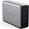 SATECHI 100W Caricatore USB C GaN con 2 Porte USB C 100W e 1 Porta USB A, Caricatore Rapido Intelligente e Sicuro per MacBook Air e Pro, Tablet, Laptop, iPad, iPhone