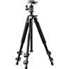 Mantona Basic Scout Treppiede fotografico, treppiede per fotocamera fino a 144 cm, con robusta testa a sfera, livella a bolla, colonna centrale reversibile, 17990, altezza di lavoro: 142 cm