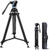 SIRUI Video Treppiede AM-15S, 155cm Cavalletto Video per Fotocamera con Testa Fluida, Alluminio Resistente Video Treppiedi da Viaggio per Videocamera, Base panoramica a 360°, Carico Massimo 10KG