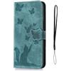 Nodigo-EU Compatibile per Samsung Galaxy A35 5G Cover Gatto a Libro Book Pelle PU Portafoglio Magnetica con Disegni Motivo Antiurto Case Flip Protettiva Custodia - Verde A