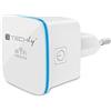 Techly 028566 Mini Ripetitore Wireless 300Mbps Amplificatore da Muro Repeater7 Bianco