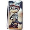 Adolasx Cover Compatibile per Samsung Galaxy A53 5G Pelle Silicone Portafoglio Magnetica con Disegni Motivo Animale Flip Custodia Antiurto Resistente Libro Case - Cat B