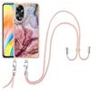 TIANYUE Custodia con Laccio Cover per Oppo A78 4G, Custodia con 1 cinghia di cordino regolabile, Antiurto, Custodia in Morbida Antigraffio Case per Oppo A78 4G-Rosa rossa