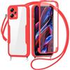 FERLAN Cover per Xiaomi Poco X5 5G/Redmi Note 12 5G con Cordino, 360 Gradi Antiurto Custodia con Protezione Schermo Integrata Trasparente Rugged TPU Bumper Doppia Protettiva Cover per Poco X5 5G-Rosso