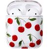 AKABEILA Compatibile con custodia per Apple AirPods 1°/2°, custodia rigida in policarbonato trasparente, antiurto [LED frontale visibile] protezione completa, colore ciliegia
