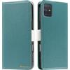 Butnyeoe Cover per Samsung Galaxy A71 Case,Custodia Samsung A71 Libro,Trama Litchi PU Pelle Protettiva Portafoglio Flip/Folio Wallet Case Con Slot per Schede e Magnetica Supporto,Verde/Lago Blu