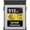 LEXAR Carte Professional CFexpress 512 Go Type B GOLD 4.0 Series 3600R/3300W MB/s
