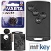 mt key Chiave auto scheda telecomando telecomando alloggiamento con 4 tasti + chiave di emergenza vergine + batteria compatibile con Renault Clio Captur Laguna III Koleos Megane Scenic III