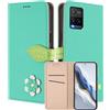 MOJIA Custodia a Portafoglio per Vivo Y21s / Y21 / Y33s, Cover in Pelle PU Flip con Fiore e Chiusura Magnetica Foglia, Slot Carte, Funzione Stand.-Grey