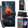 PHINIENLAND Cover per Samsung Galaxy S24 Plus Case PU Pelle Custodia [Kickstand] [Chiusura magnetica] [Slot per Schede], Portafoglio Flip Custodia per Samsung S24 Plus,Fiamma