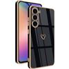 HopMore Cover per Samsung Galaxy S23 5G Custodia Cuore Disegni Case Colorate, Silicone Morbido TPU Ultra Sottile Slim Cover Antiurto Custodia Protettiva Case per Samsung S23, Nero