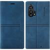 OKZone Cover per Motorola Moto Edge Plus, Custodia Flip Pelle Portafoglio Magnetica Libro con Slot Schede, Slim Silicone TPU Bumper Wallet Supporto Case Cover Per Motorola Moto Edge Plus (Blu)