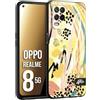 CUSTOMIZZA - Custodia cover nera morbida in tpu compatibile per Realme 8 5G astratti donna flower fantasia estate gialla rosa leopardata