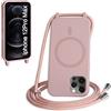 FMPCUON FNPCUON Cover Magnetica Silicone per iPhone 12 Pro Max con Cordino,Compatibile con MagSafe,Custodia con Laccio Collana Tracolla Collo Sottile TPU Antiurto Protettiva Case con Corda.Rosa