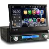 Erisin Android 14 4GB+64GB 8-Core Autoradio 1 Din con GPS Navi Motorizzato Schermo, 7 Pollici HD Touchscreen Bluetooth 5.0 Integrato Wireless CarPlay Android Auto DSP OBD2 DVB-T2 DAB+ WiFi USB TPMS