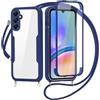 FERLAN Cover per Samsung Galaxy A26 con Cordino, 360 Gradi Antiurto Custodia con Protezione Schermo Integrata Trasparente Rugged TPU Bumper Doppia Protettiva Cover per Samsung Galaxy A26 -Blu