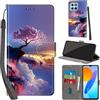 PHINIENLAND Cover per Honor X8 5G / X6 4G Case PU Pelle Custodia [Kickstand] [Chiusura magnetica] [Slot per Schede], Portafoglio Flip Custodia per Honor 70 lite,Montagna