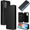 ZORSOME Custodia a portafoglio per LG Wing 5G, in fibra di carbonio PU + TPU, custodia ibrida antiurto a portafoglio con cinturino, cavalletto nero