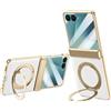 TECSHINE Custodia per Samsung Galaxy Z Flip7, Custodia per Cellulare, Cover per Telefono in Pelle per Samsung Z Flip 7, Supporto Rotativo Magnetico