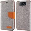 Shantime Custodia Portafoglio Flip in Tessuto Oxford Compatibile con Asus ZenFone 7 Pro ZS671KS, Cover Protettiva Magnetica con Slot Carte e Supporto(Grigio)
