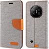 Shantime Custodia Portafoglio Flip in Tessuto Oxford Compatibile con Doogee Fire 3 Ultra, Cover Protettiva Magnetica con Slot Carte e Supporto(Grigio)