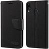 Shantime Custodia Flip in Tessuto Oxford e Pelle PU Compatibile con Asus Zenfone 5z ZS620KL, Cover Protettiva con Chiusura Magnetica e Tasche per Carte (Nero)