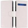 Shantime Custodia Portafoglio in Pelle Compatibile con TCL 10 Plus, Cover Colorata Flip con Portacarte, Chiusura Magnetica Protettiva(Bianco)
