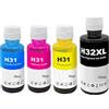 Generico Inchiostro Compatibile con HP 31 32 XL per Smart Tank 315 319 455 515 516 530 555 558 559 570 655 670 790 5105 7005 7006 7305 7306 7605 415 419 Stampante Multipla (BK/C/M/Y)