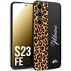 CUSTOMIZZA - Custodia cover nera morbida in tpu compatibile per Samsung S23 FE custom nome scritta leopardato maculato donna marrone leopard
