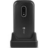 Doro 7030 - Telefono cellulare a conchiglia con doppia SIM 4G, facile da usare, per anziani, con WhatsApp, Facebook, GPS e supporto inclusi, colore: Nero